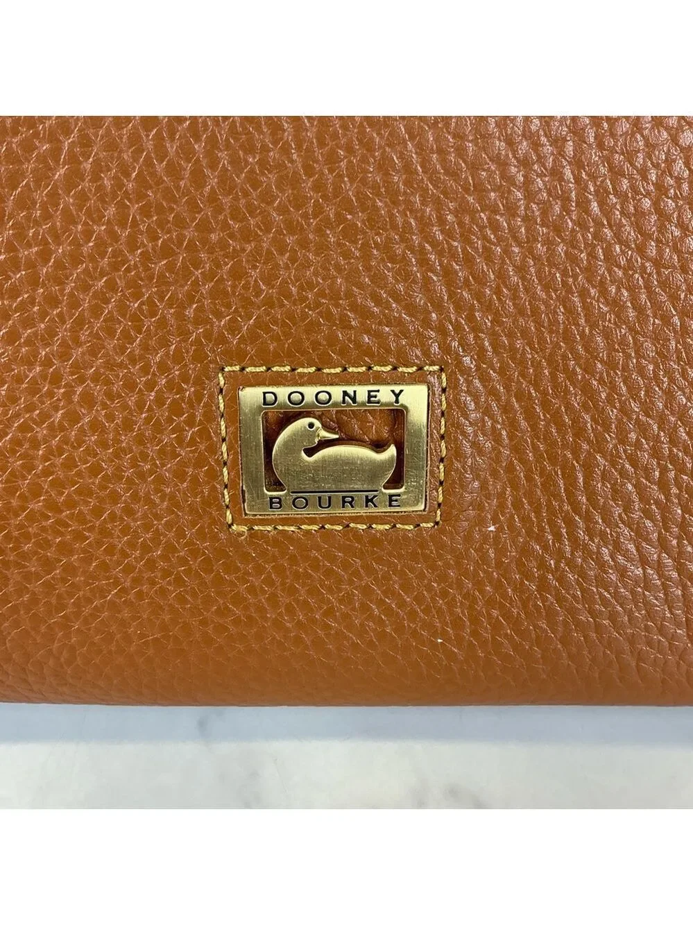 Dooney & Bourke Brown Tan‎ Leather Satchel Hand Shoulder Crossbody Bag